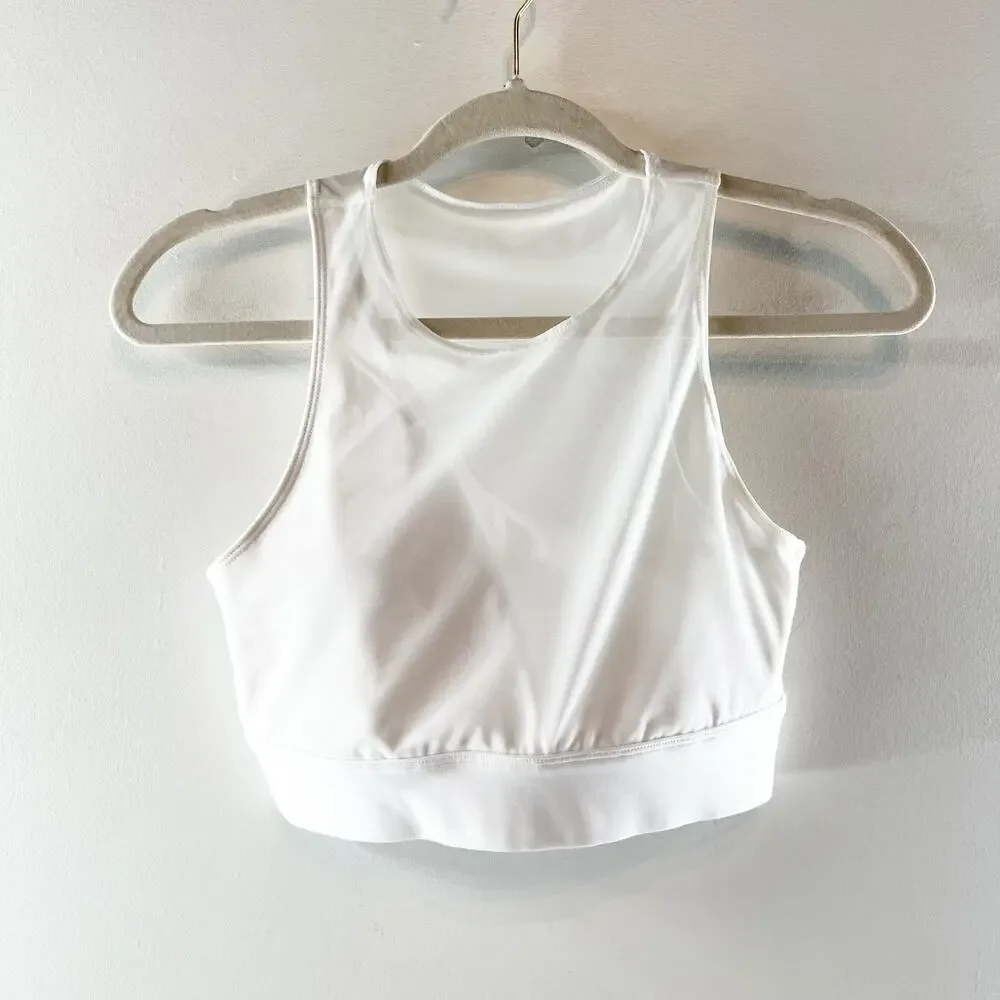 Alo Mesh Airlift Coastline Sports Bra White Small